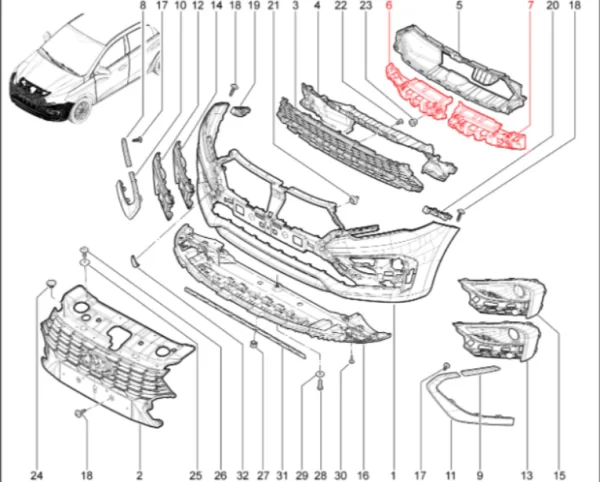 Усилитель переднего бампера верхний для Lada Iskra