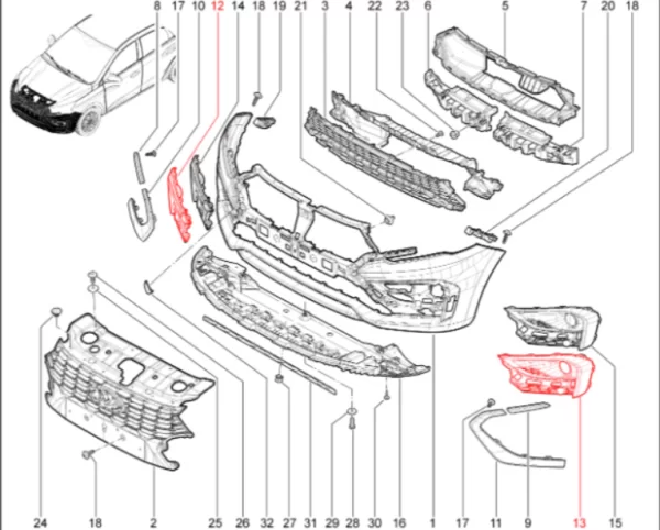 Облицовка переднего бампера для Lada Iskra