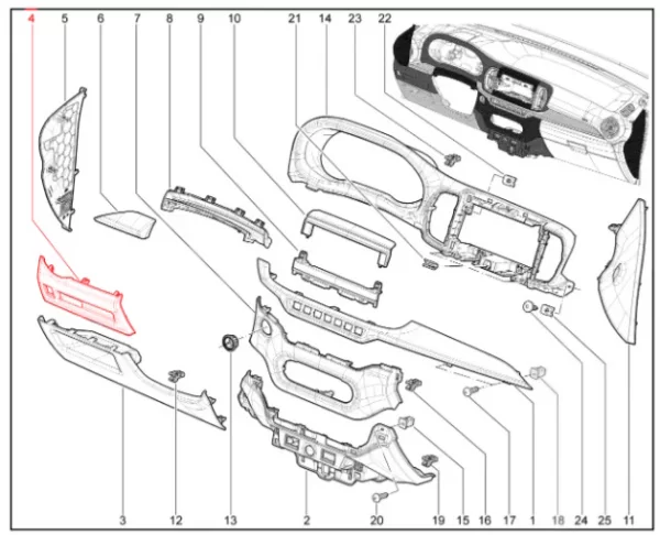 Облицовка консоли панели приборов со стороны водителя для Lada Iskra