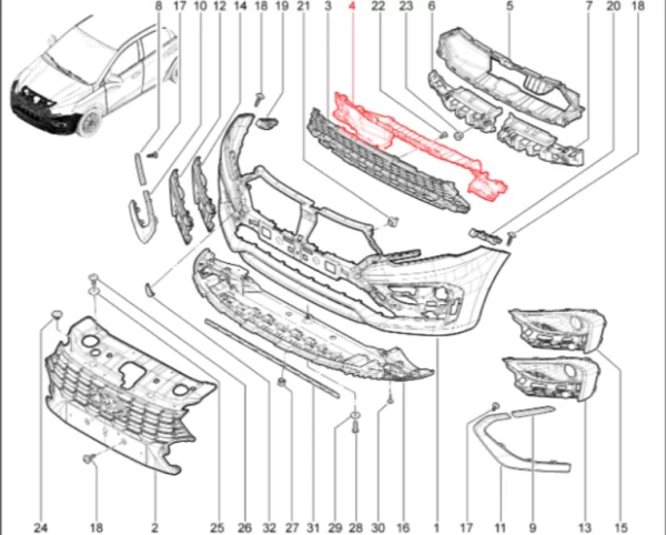 Щиток направляющий переднего бампера нижний для Lada Iskra