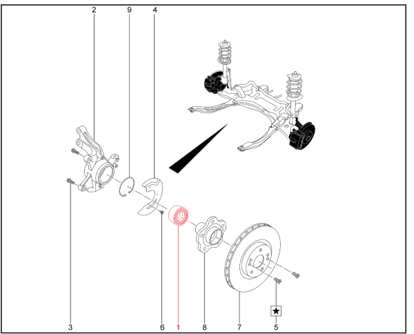 Подшипник ступицы переднего колеса для XCITE X-Cross 7, Chery Tiggo 7 Pro, XCITE X-Cross 8, Chery Tiggo 8 Pro