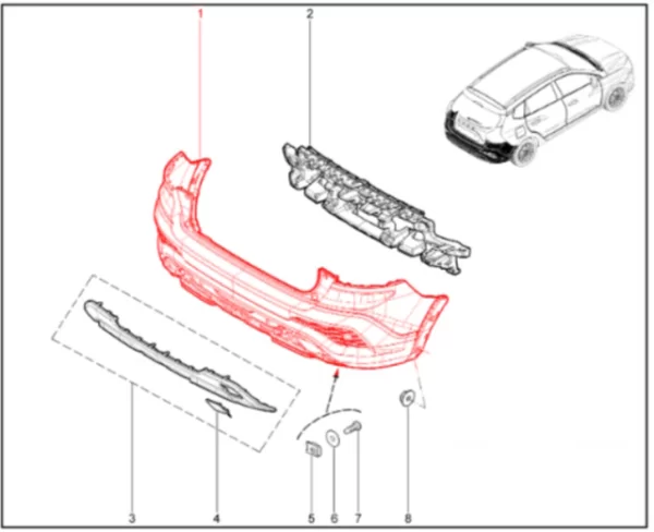 Бампер задний без отверстий под парктроник для Lada Iskra Cross