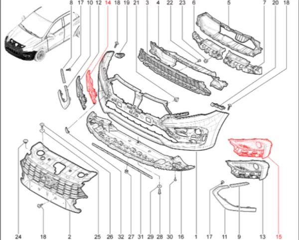 Заглушка переднего бампера для Lada Iskra