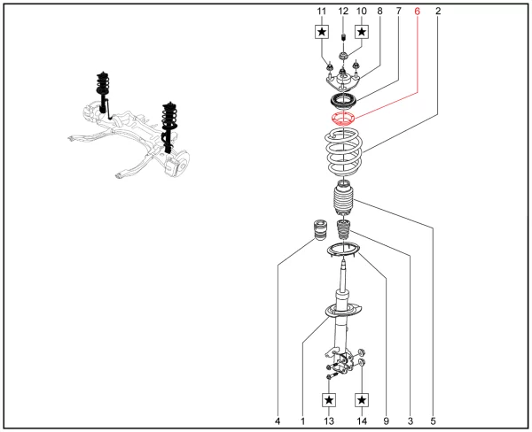 Прокладка изолирующая пружины передней подвески верхняя для XCITE X-Cross 8, Chery Tiggo 8 Pro