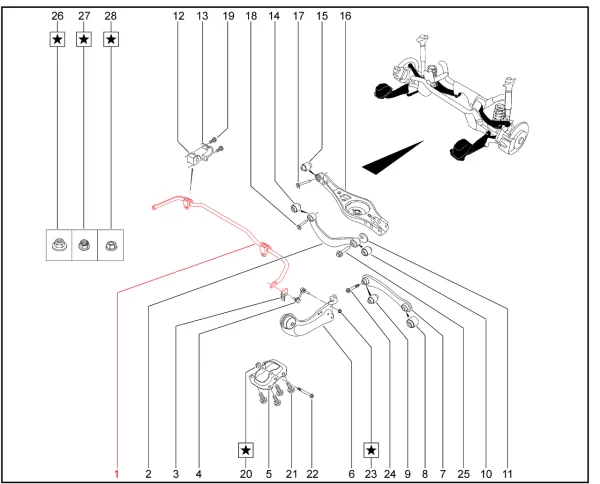 Стабилизатор поперечной устойчивости задний для XCITE X-Cross 7, Chery Tiggo 7 Pro, XCITE X-Cross 8, Chery Tiggo 8 Pro