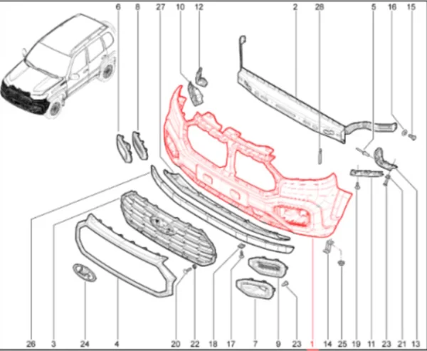 Бампер передний для Lada Niva Travel 1.8л