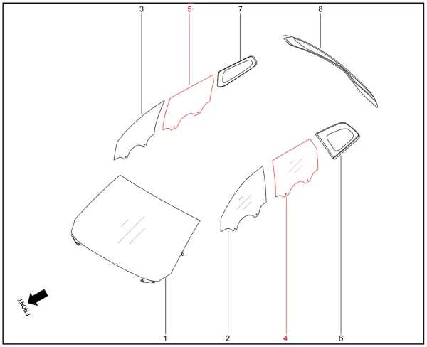 Стекло опускное задней двери для XCITE X-Cross 8, Chery Tiggo 8 Pro