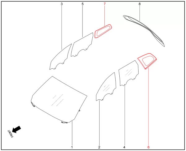Стекло боковины для XCITE X-Cross 8, Chery Tiggo 8 Pro