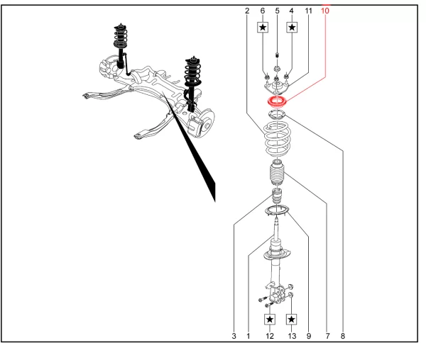 Подшипник верхней опоры стойки передней подвески для XCITE X-Cross 7, Chery Tiggo 7 Pro, XCITE X-Cross 8, Chery Tiggo 8 Pro