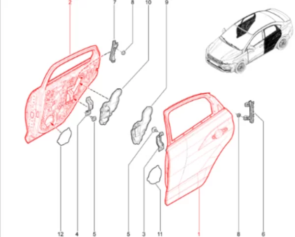 Дверь задняя в сборе для Lada Iskra седан