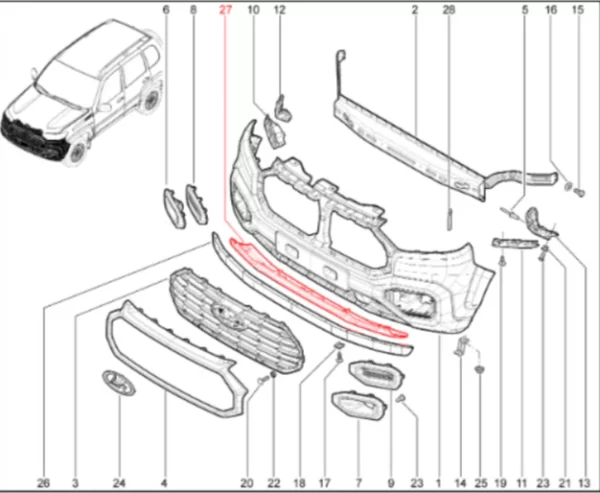Накладка переднего бампера нижняя для Lada Niva Travel 1.8л