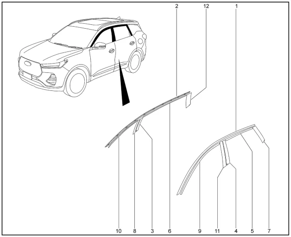 Накладки стоек дверей для XCITE X-Cross 7, Chery Tiggo 7 Pro