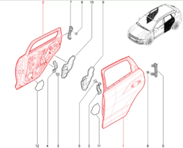 Дверь задняя в сборе для Lada Iskra SW Cross