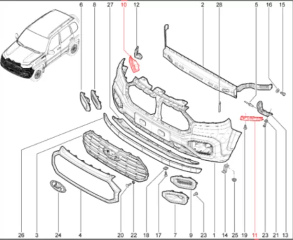 Кронштейн крепления переднего бампера для Lada Niva Travel 1.8л