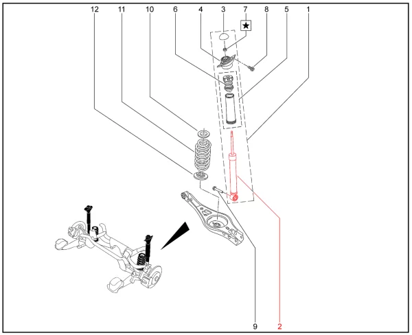 Амортизатор задней подвески XCITE, Chery Tiggo 7 Pro