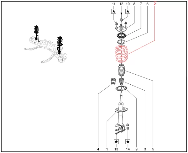 Пружина передней подвески для XCITE X-Cross 8, Chery Tiggo 8 Pro