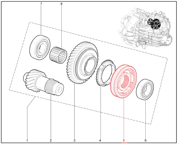 Синхронизатор шестерни заднего хода в сборе МКП6 для Lada Vesta, Iskra