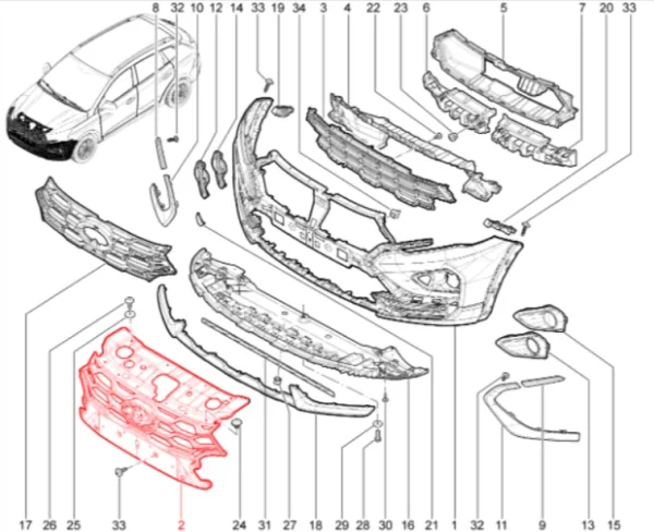Накладка переднего бампера для Lada Iskra SW Cross