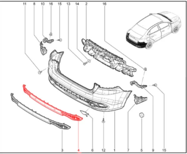 Накладка заднего бампера (с отверстиями под парктроник) для Lada Iskra
