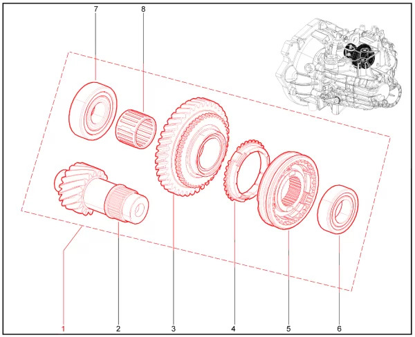 Вал с шестернёй задней хода МКП6 для Lada Vesta, Iskra