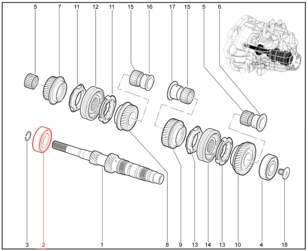 Подшипник передний первичного вала МКП6 для Lada Vesta, Iskra