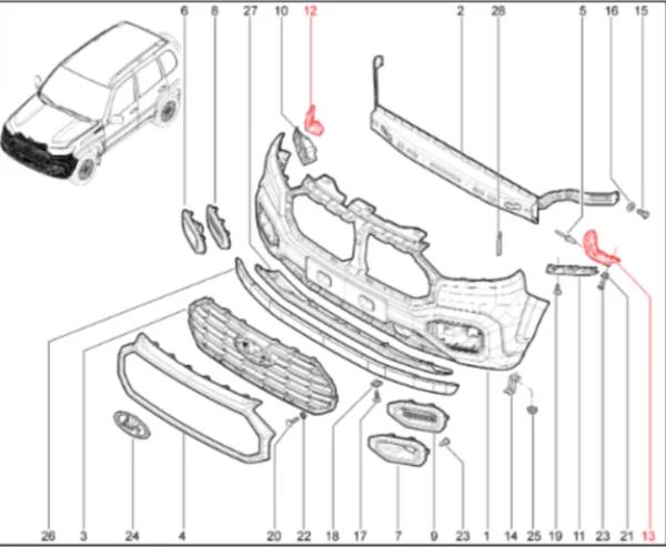 Кронштейн крепления переднего бампера для Lada Niva Travel 1.8л