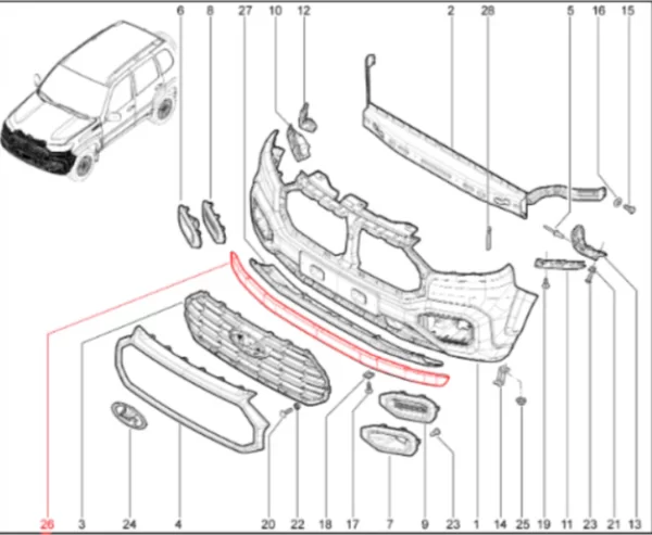 Дефлектор переднего бампера нижний для Lada Niva Travel 1.8л