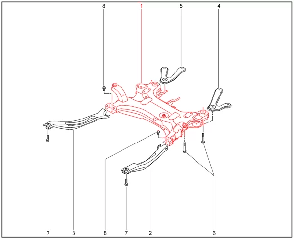 Подрамник передний для XCITE X-Cross 7, Chery Tiggo 7 Pro, XCITE X-Cross 8, Chery Tiggo 8 Pro
