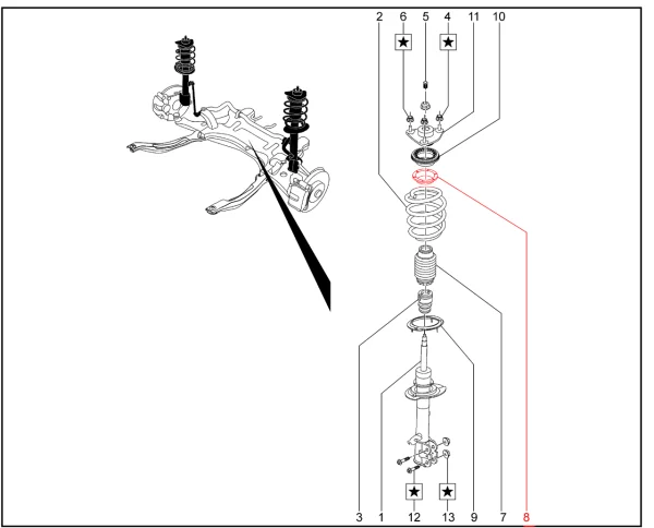 Прокладка изолирующая пружины передней подвески верхняя для XCITE X-Cross 7, Chery Tiggo 7 Pro