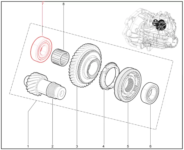 Подшипник передний вала шестрени заднего хода МКП6 для Lada Vesta, Iskra