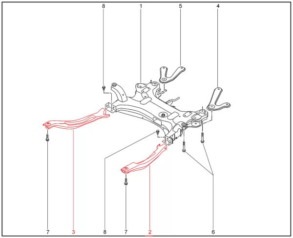 Лонжерон подрамника дополнительный для XCITE X-Cross 7, Chery Tiggo 7 Pro, XCITE X-Cross 8, Chery Tiggo 8 Pro