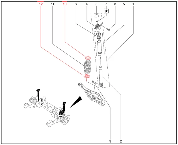 Прокладка изолирующая пружины задней подвески для XCITE X-Cross 7, Chery Tiggo 7 Pro, XCITE X-Cross 8, Chery Tiggo 8 Pro