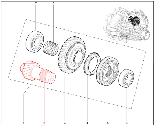 Вал шестерни заднего хода МКП6 для Lada Vesta, Iskra