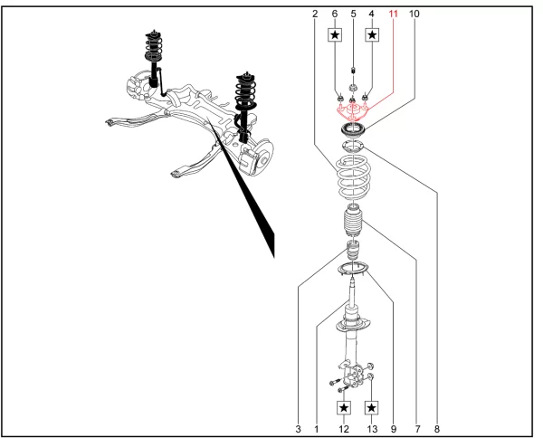 Опора верхняя стойки передней подвески для XCITE X-Cross 7, Chery Tiggo 7 Pro, XCITE X-Cross 8, Chery Tiggo 8 Pro