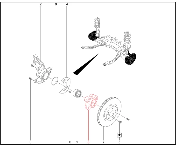 Ступица переднего колеса для XCITE X-Cross 7, Chery Tiggo 7 Pro