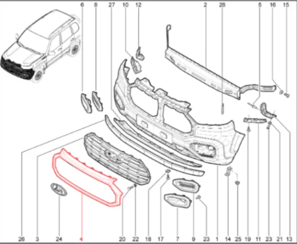 Накладка переднего бампера (решетки радиатора) для Lada Niva Travel 1.8л