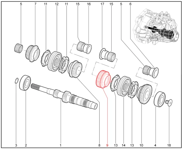 Шестерня 5 передачи МКП6 для Lada Vesta, Iskra