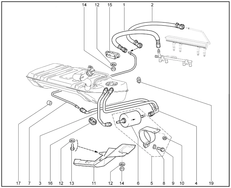 Трубки топливной системы (дв.1,7л. - P3N)