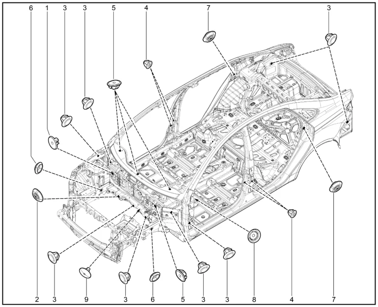Заглушки щитка передка, уплотнители