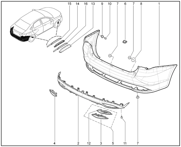 Бампер задний (FL)