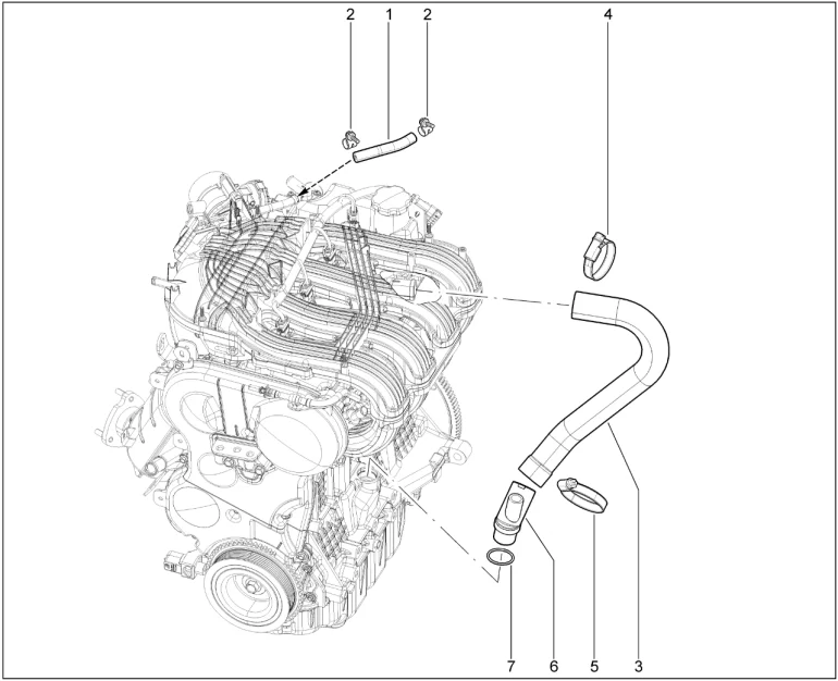 Вентиляция картера (P4P + КПП вариатор, КПП 6 ст.)