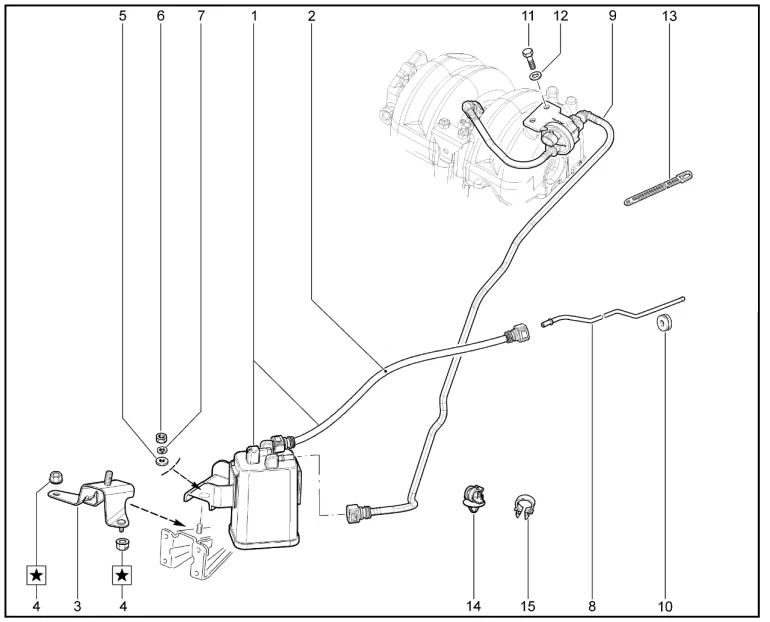 Адсорбер, клапан продувки (E-2)(Classic)