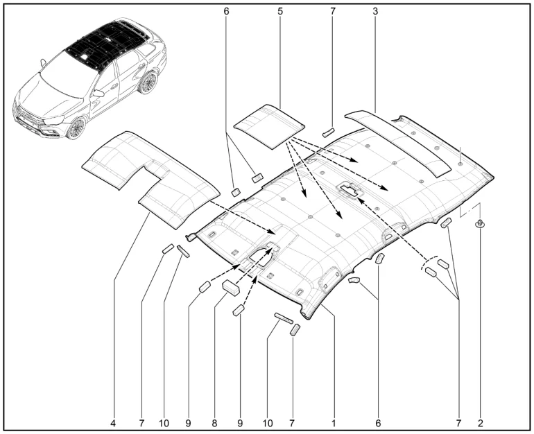 Обивка крыши (универсал)