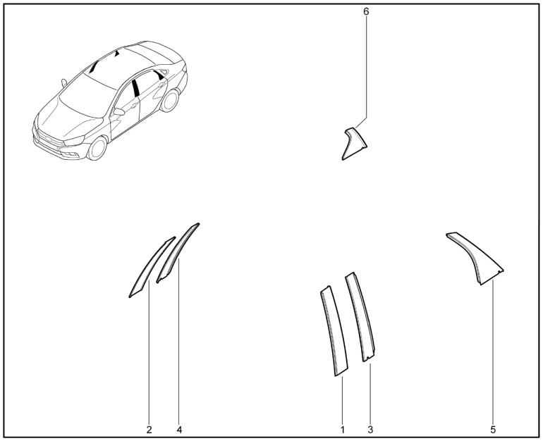 Накладки стоек дверей (седан)