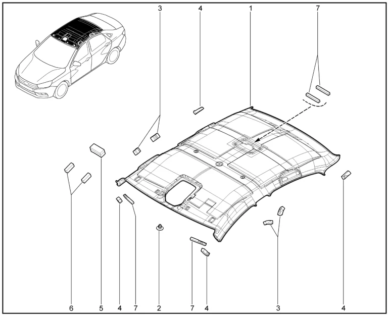 Обивка крыши (седан)(FL)