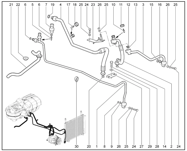 Трубопровод, шланги кондиционера (дв.1,7л. - P3N)