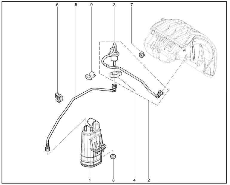 Адсорбер, клапан продувки адсорбера (Р3М)