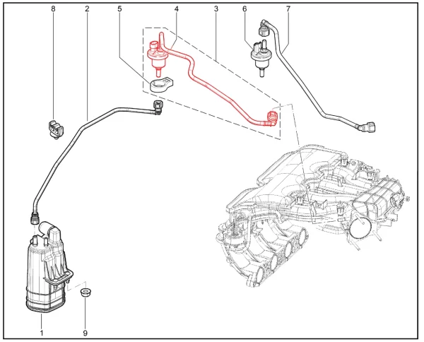 Клапан продувки адсорбера с трубкой в сборе для Lada Iskra