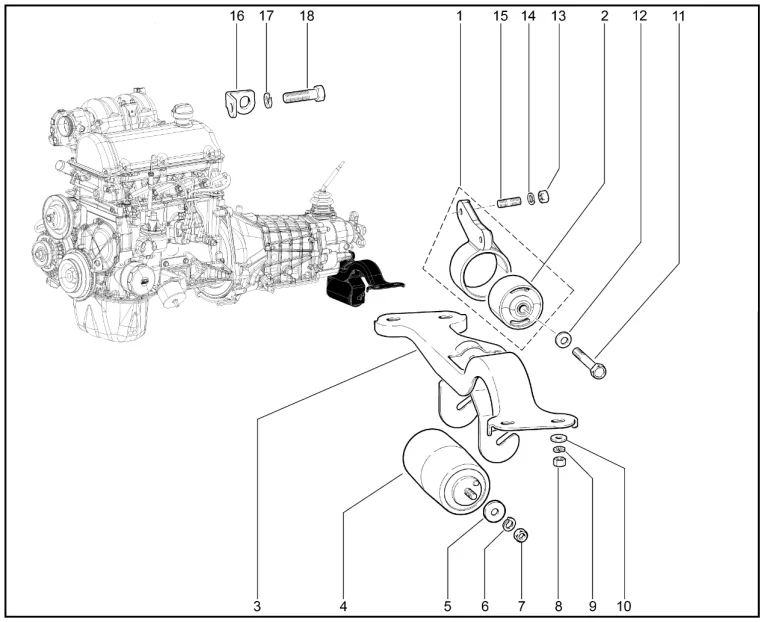 Подвеска двигателя задняя