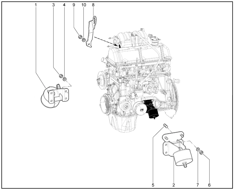 Кронштейн подвески на двигателе (дв.1,7л. - P3N)